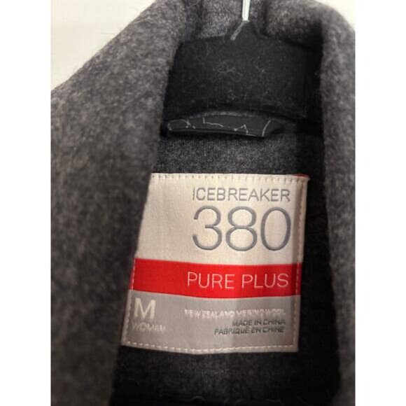 Icebreaker 380 Pure Plus Jacket Womens M Merino Wool Coat Gray Full Zip Collared - Picture 3 of 4